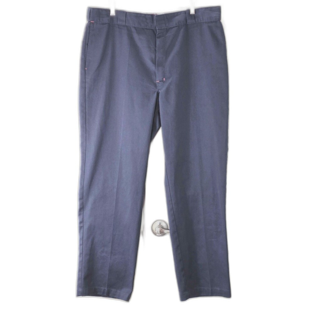 Dickies 874 Original Fit Men Work Pants 40/32 Navy Blue Red Waistband Streatwear